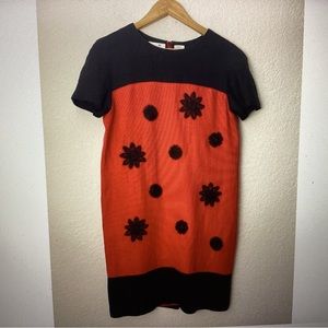 Liz Claiborne Vintage 100% Linen red and black dress Size 8P great condition